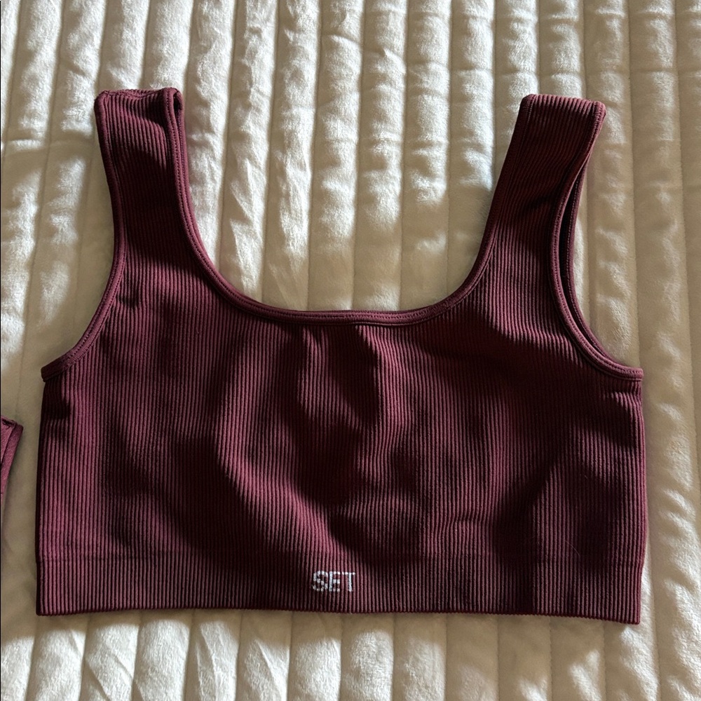 Set Active Maroon Ribbed Activewear - image 2